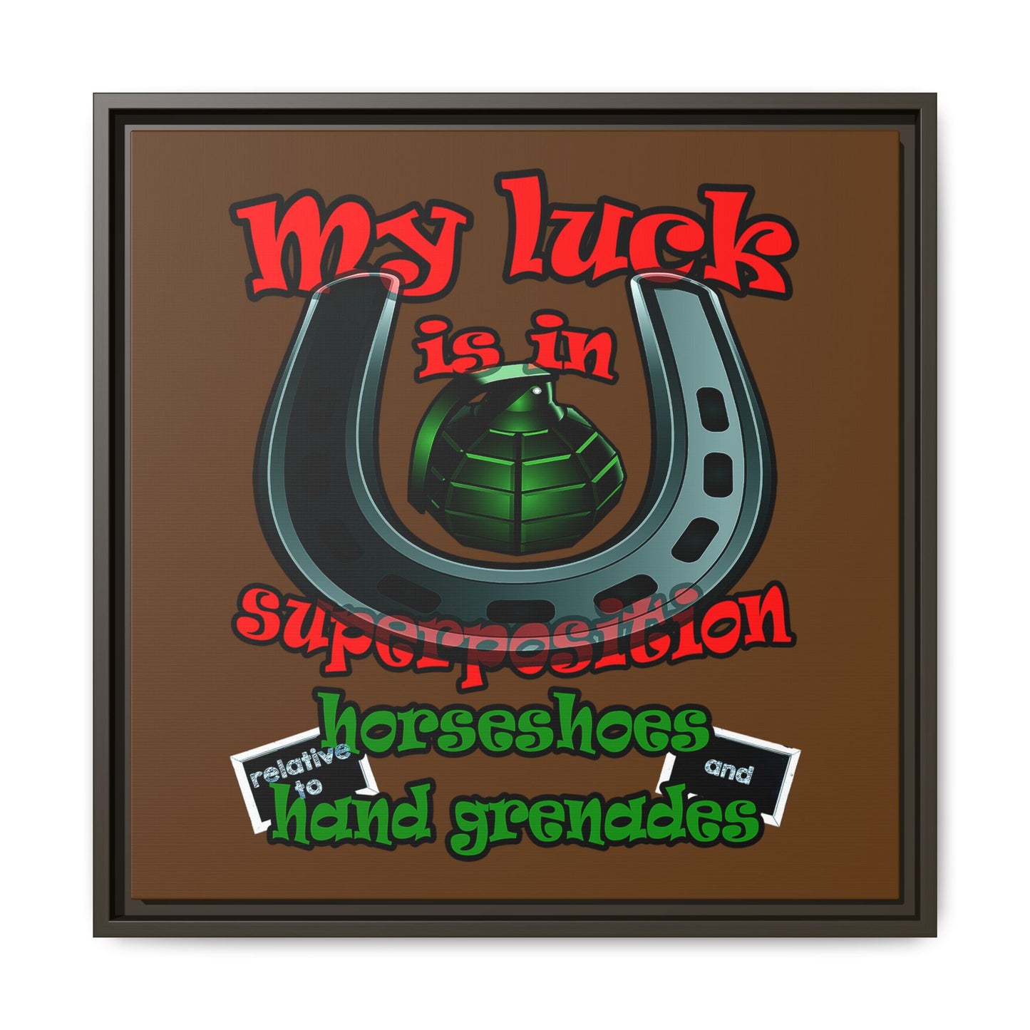 my luck - framed canvas art (brown)