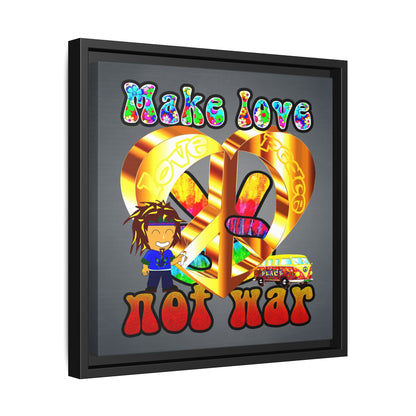 love peace - framed canvas art (grey-light grey)