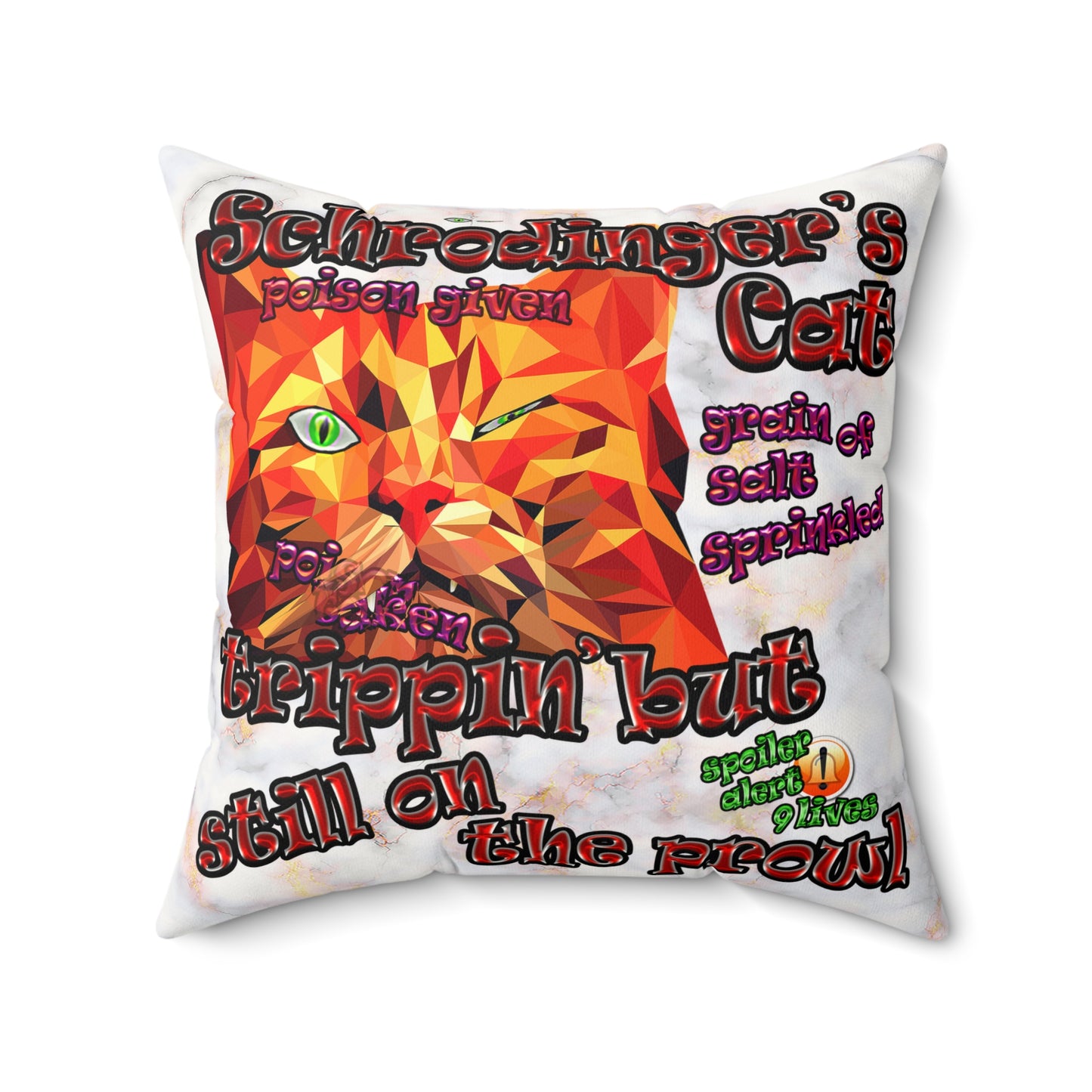 schrodinger's cat - Faux Suede Square Pillow - (white marble)