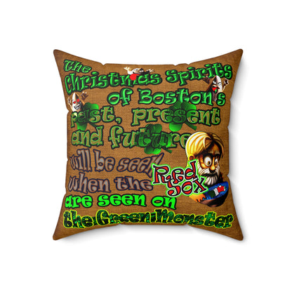 christmas spirits of boston - Spun Polyester Square Pillow - (dichromatic brown papyrus)