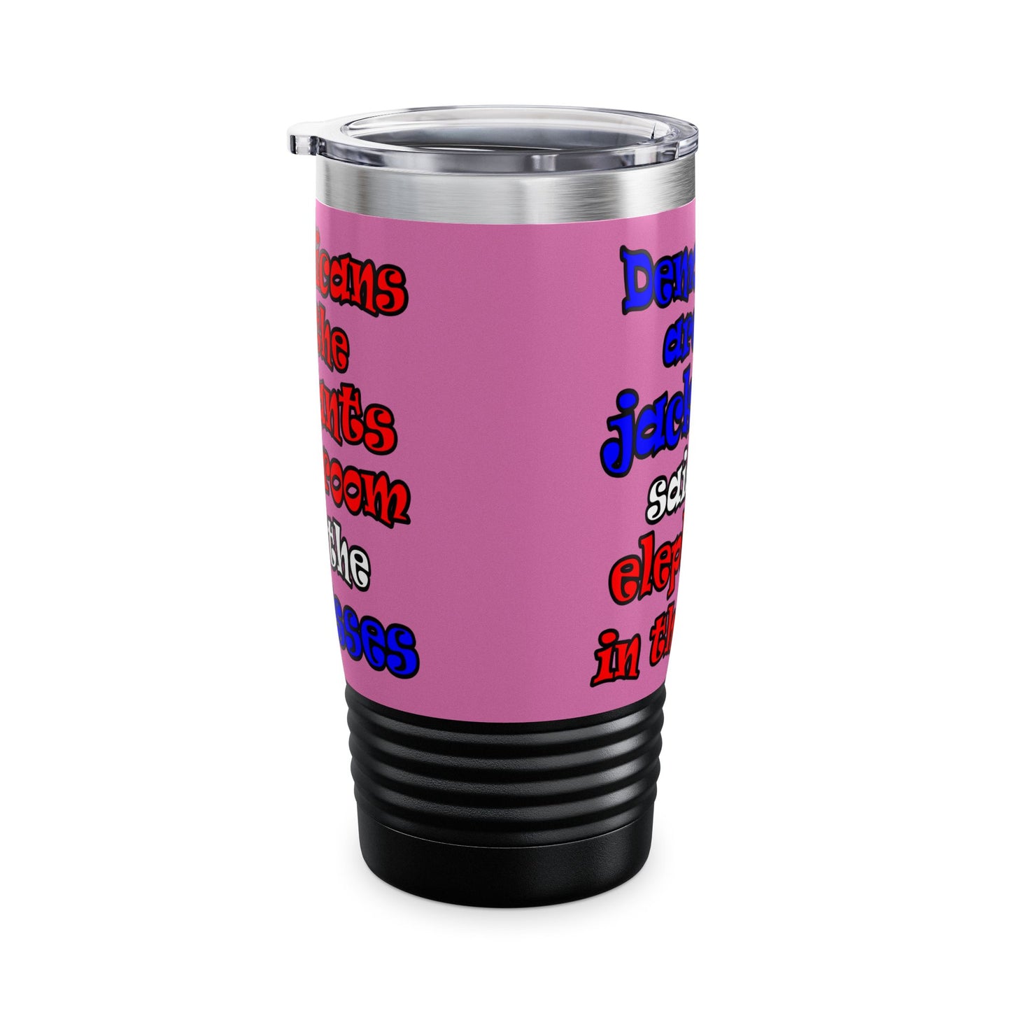 donkeys and elephants - Ringneck Tumbler, 20oz (light pink)