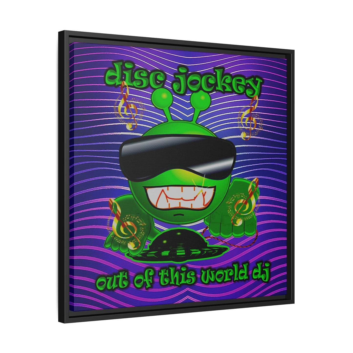 disc jockey - framed canvas art (purple wave)