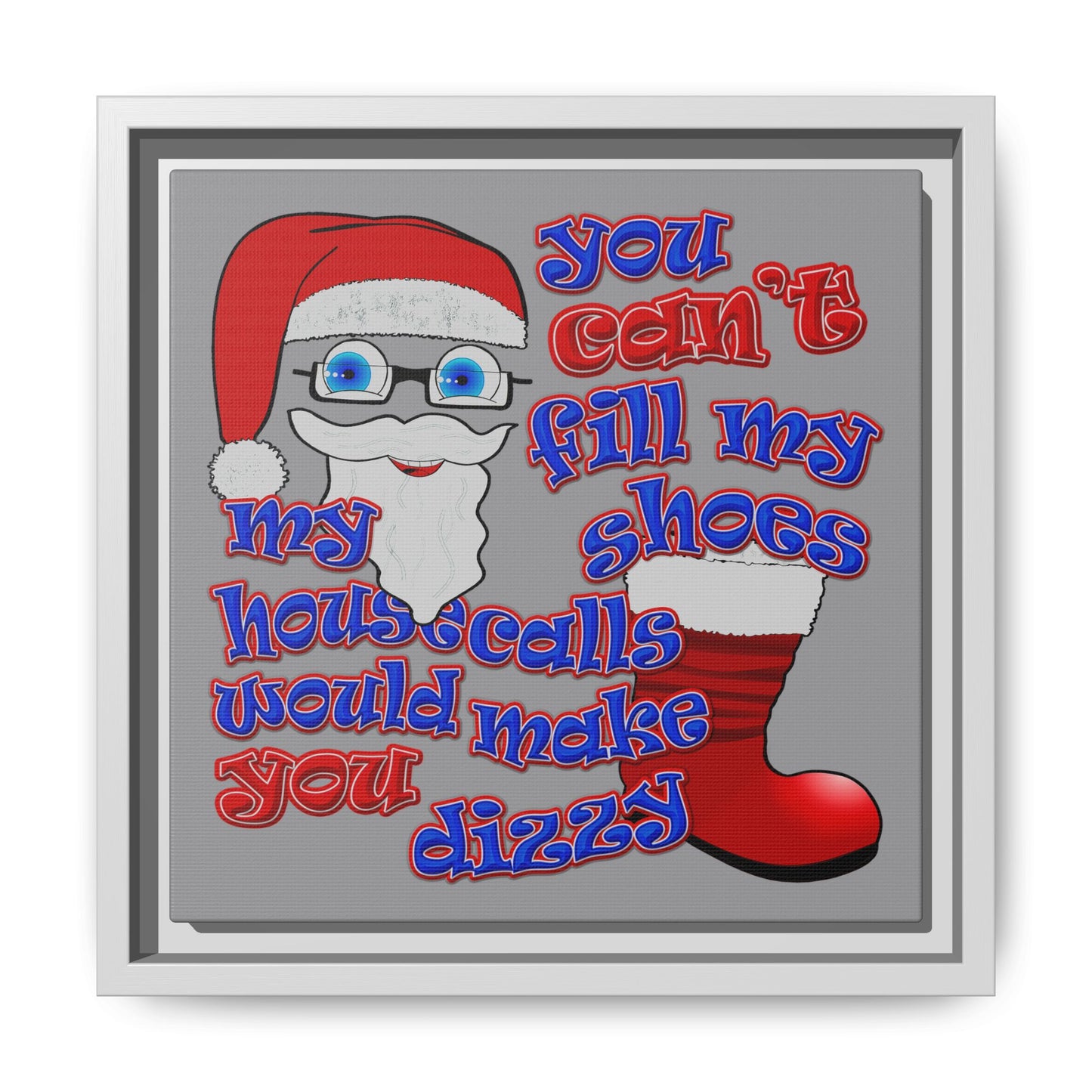 santa's shoes - framed canvas art (grey)