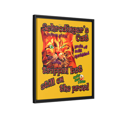schrodinger's cat - framed canvas art (yellow)