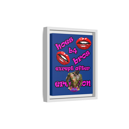 hoes b4 bros - framed canvas art (dark blue)