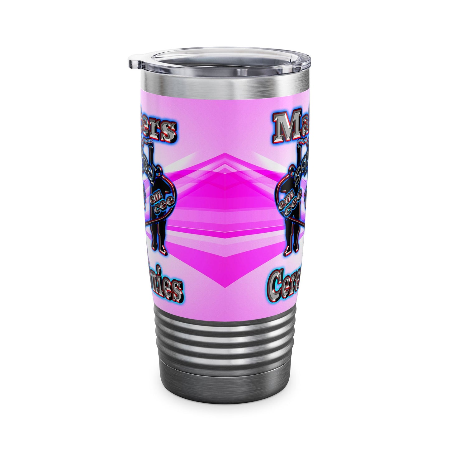 em cee squared - Ringneck Tumbler, 20oz (light blue-pink wave)