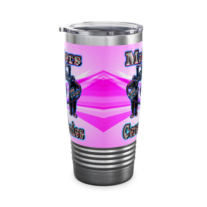 em cee squared - Ringneck Tumbler, 20oz (light blue-pink wave)