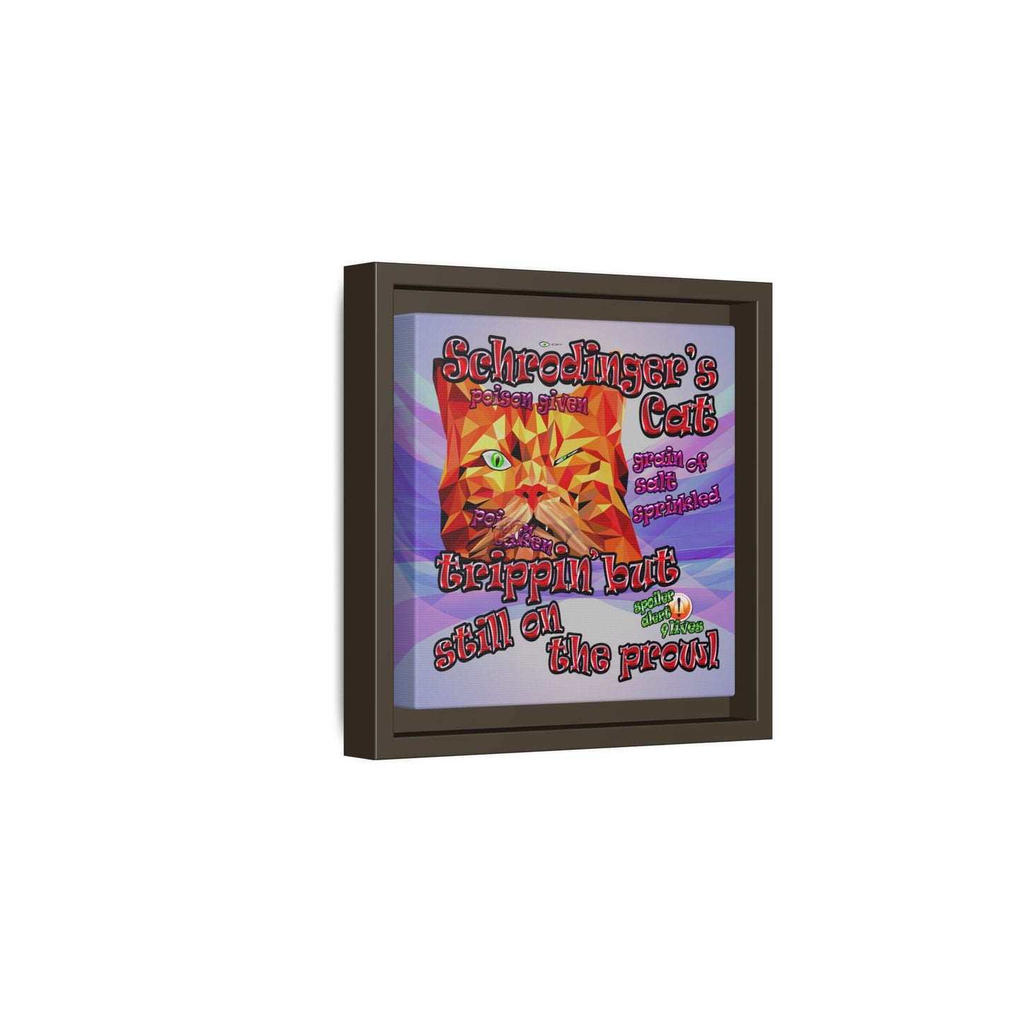 schrodinger's cat - framed canvas art (light blue-pink wave)