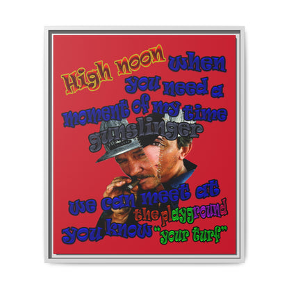 high noon - framed canvas art (dark red)