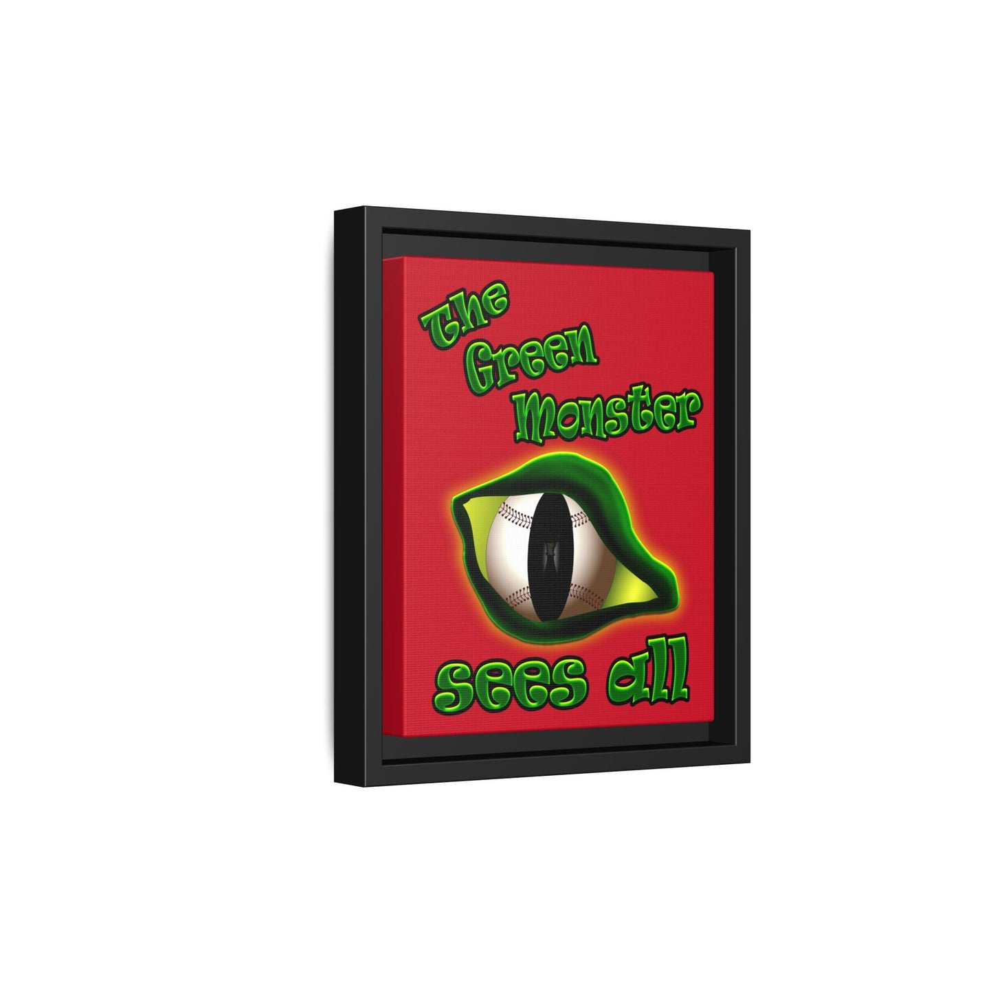 green monster - framed canvas art (dark red)