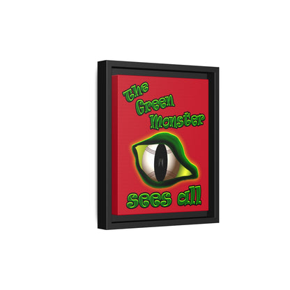 green monster - framed canvas art (dark red)