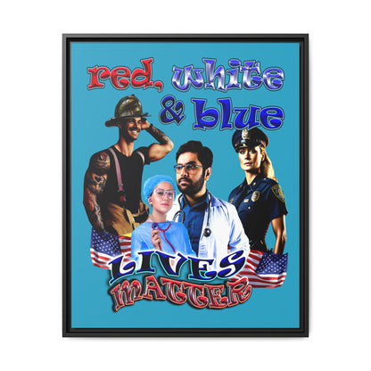 rw&b lives matter - framed canvas art (turquoise)