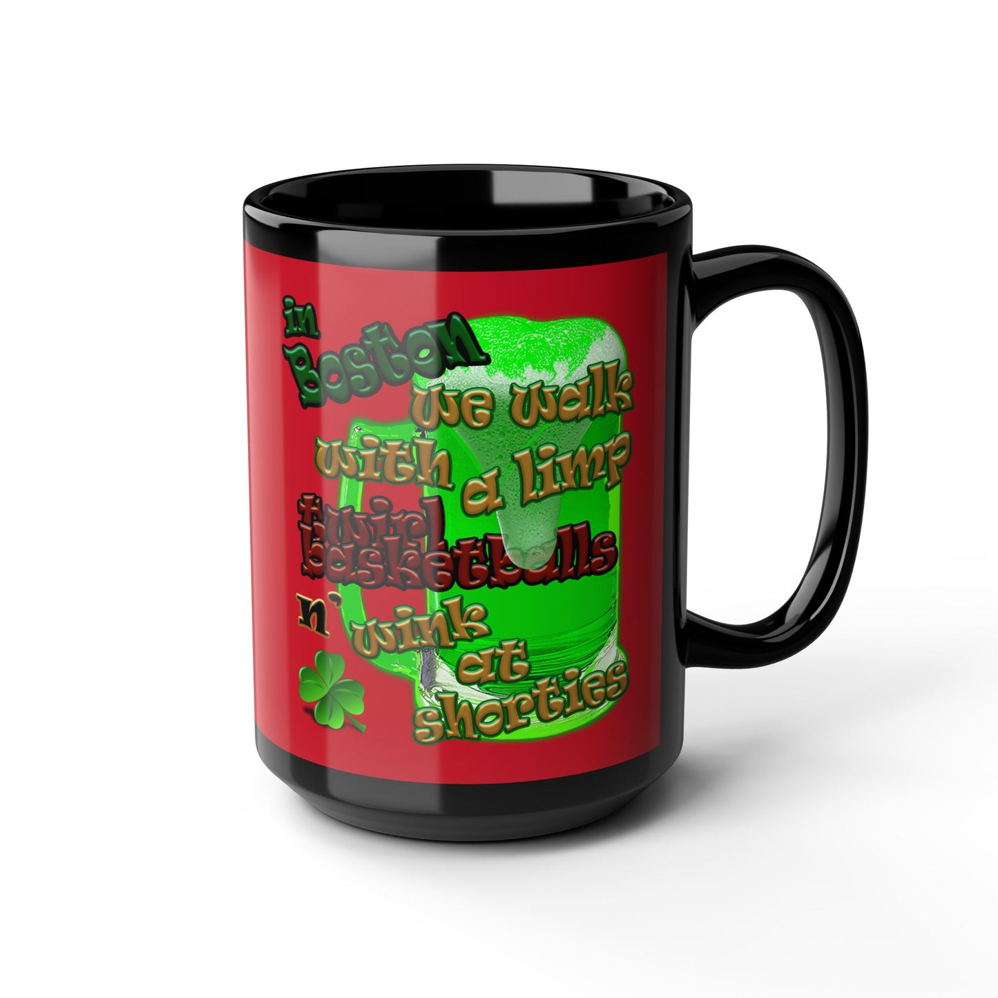 celtics logo - Black Mug (dark red)