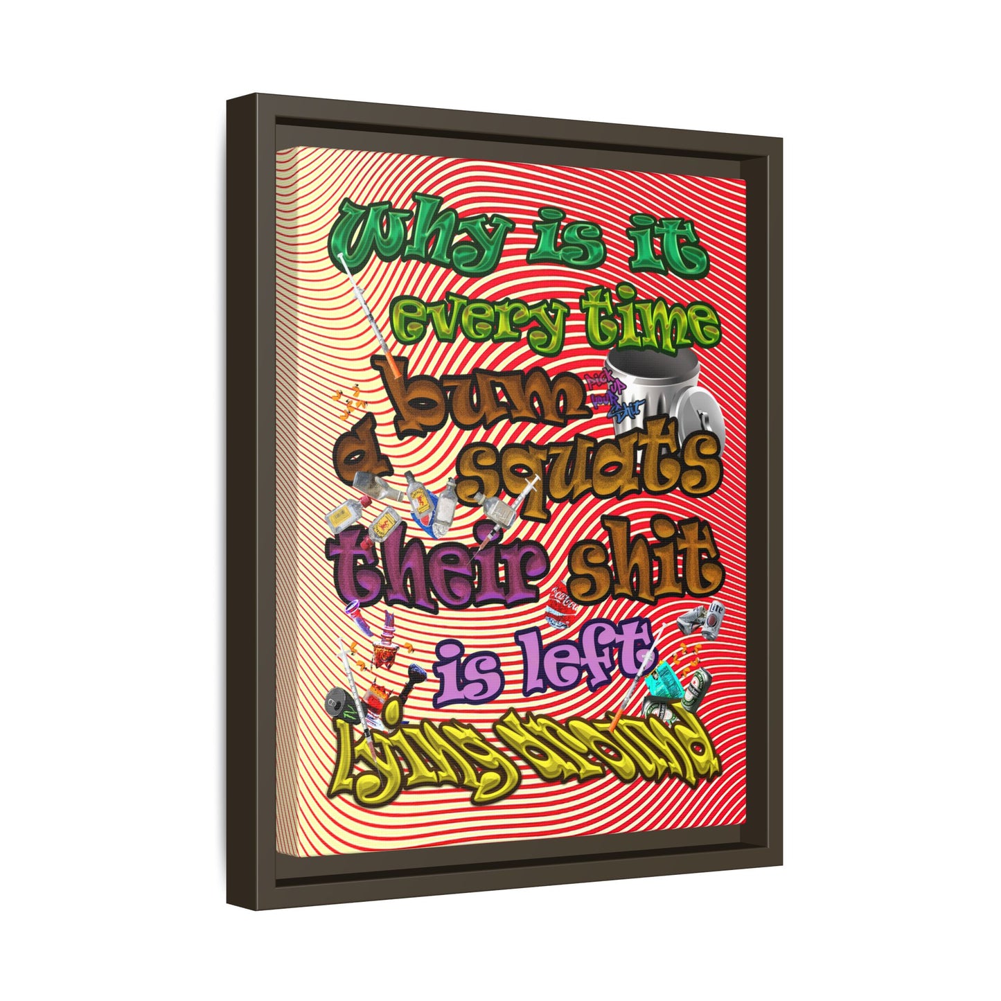 the bum's shit - framed canvas art (yellow-orange wave)