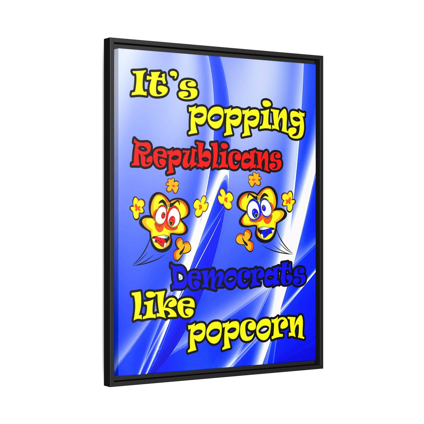 popping like popcorn - framed canvas art (blue-white wave)