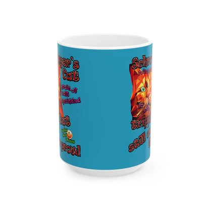 schrodinger's cat - White Mug (turquoise)
