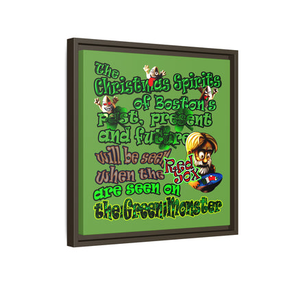 christmas spirits of boston - framed canvas art (green)
