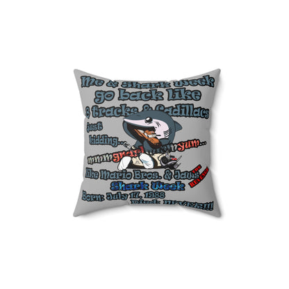 shark week - Spun Polyester Square Pillow - (light grey)