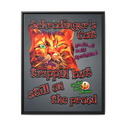 schrodinger's cat - framed canvas art (grey-light grey)