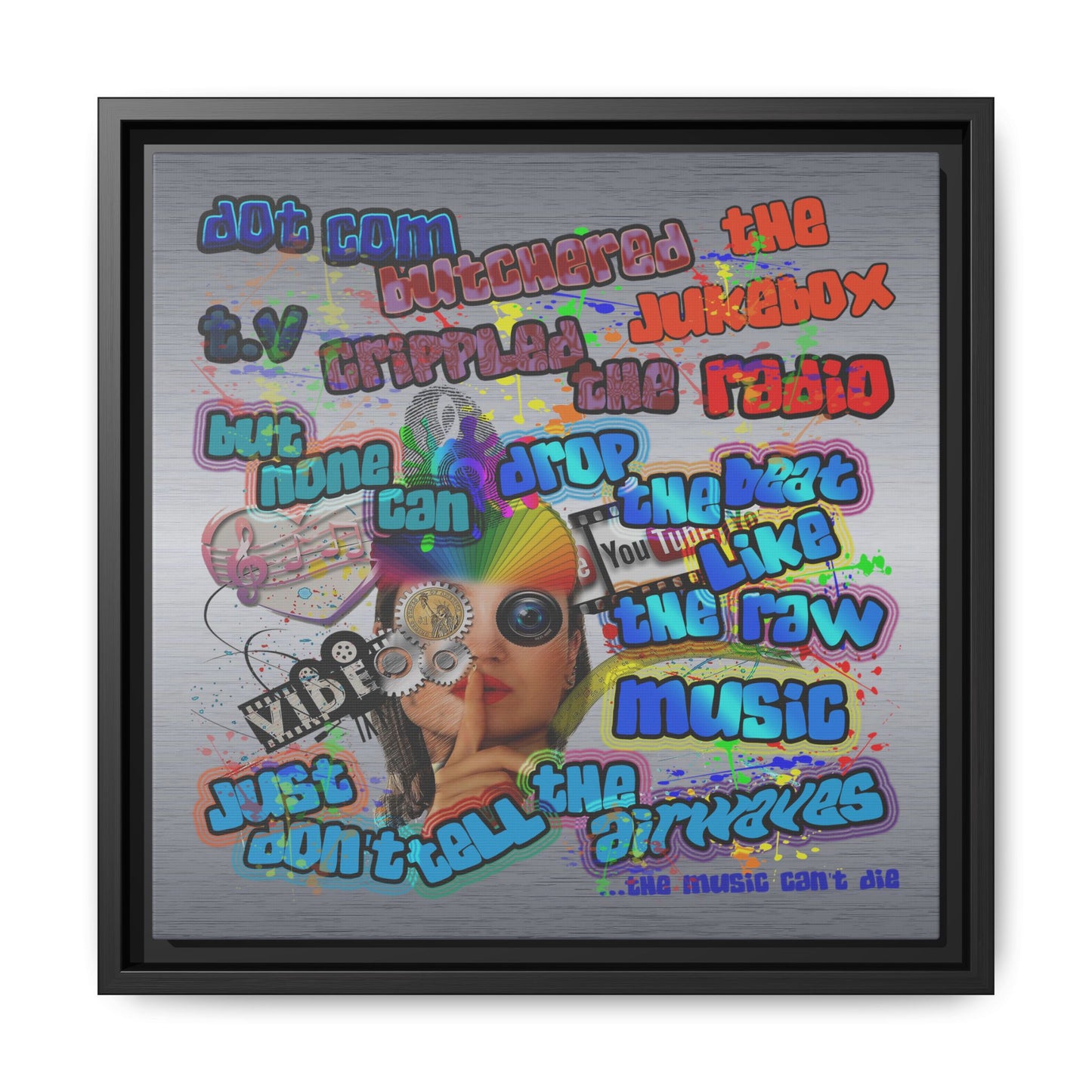 drop the beat - framed canvas art (brushed nickel)