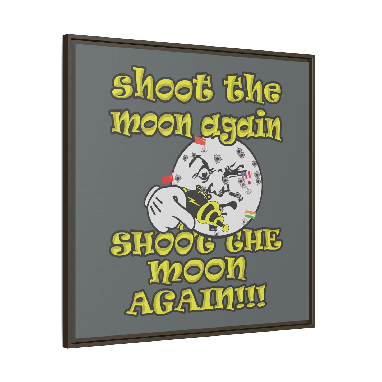 shoot the moon again - framed canvas art (dark grey)