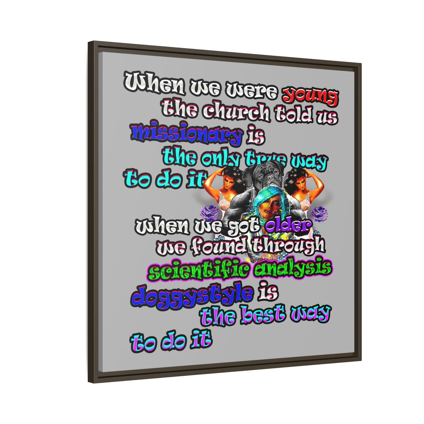 doggystyle - framed canvas art (light grey)