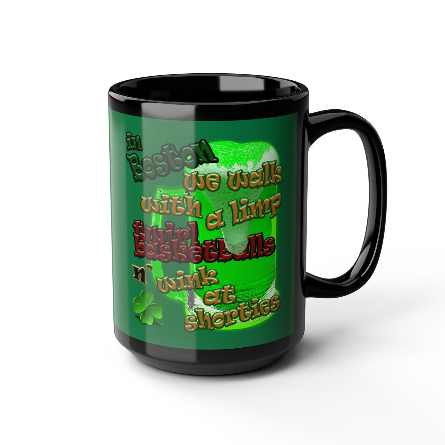celtics logo - Black Mug (dark green)
