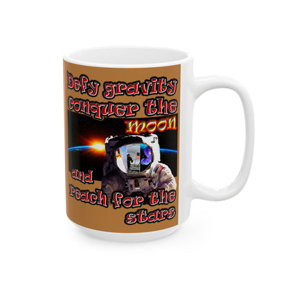 defy conquer reach - White Mug (light brown)