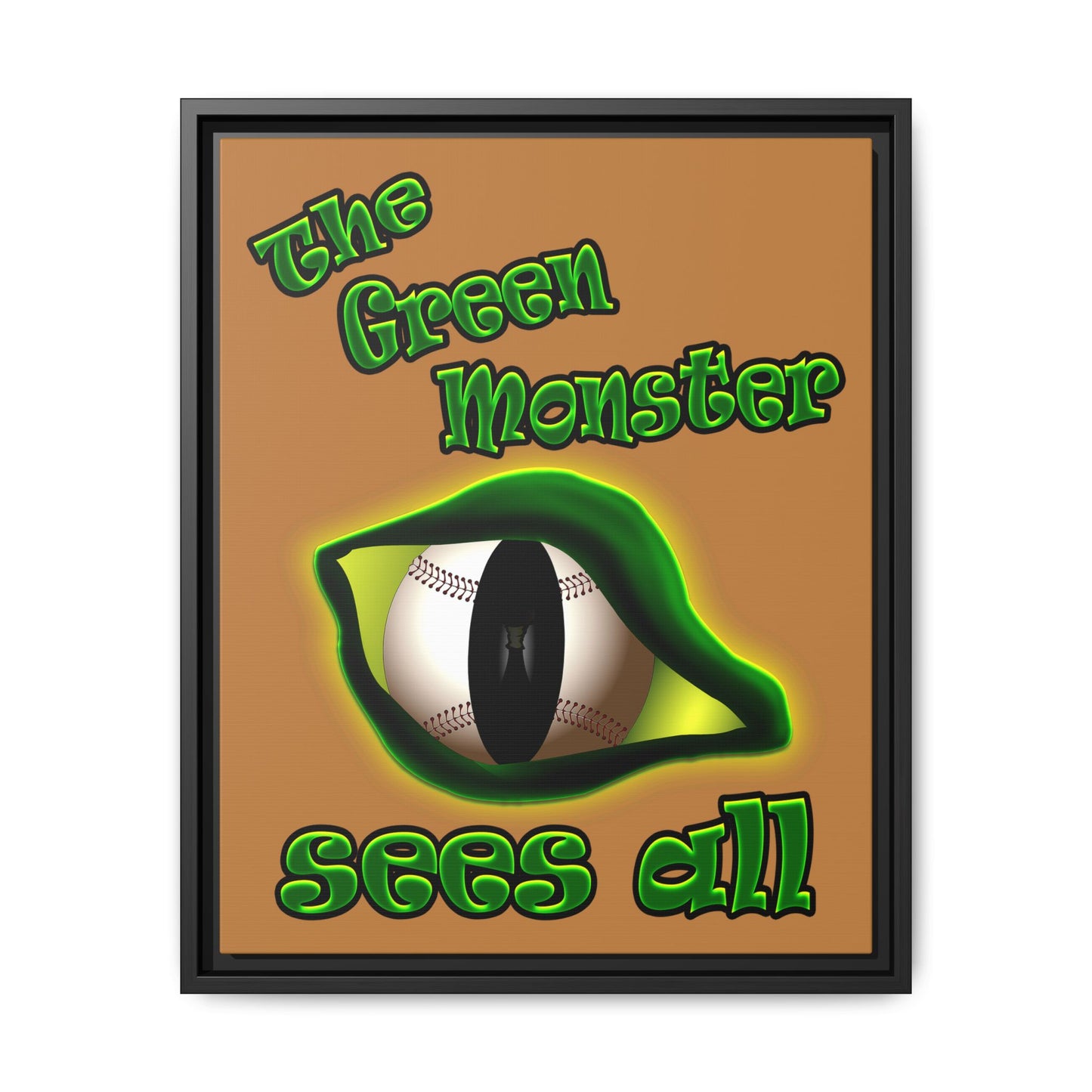 green monster - framed canvas art (light brown)