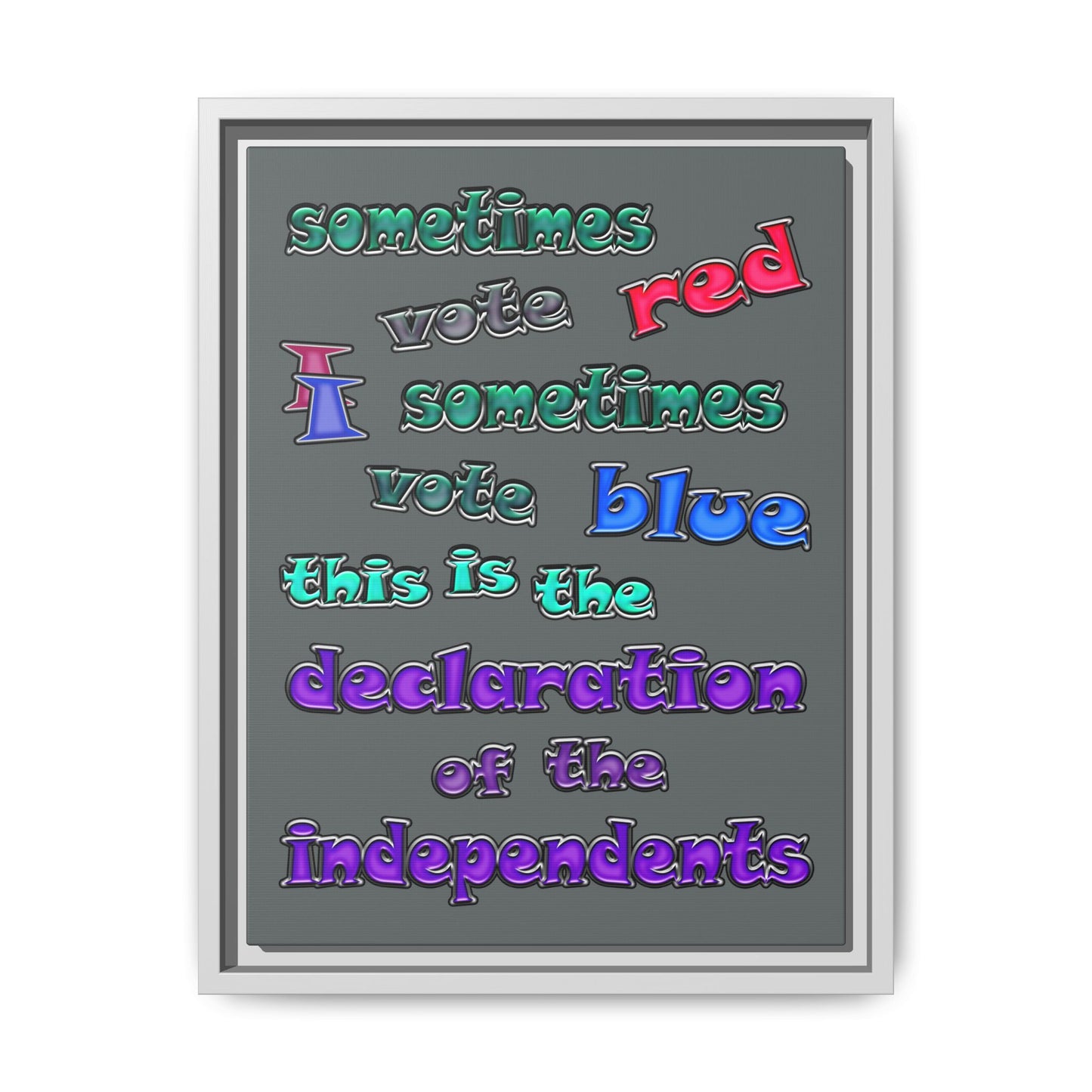 declaration of the independents - framed canvas art (dark grey)