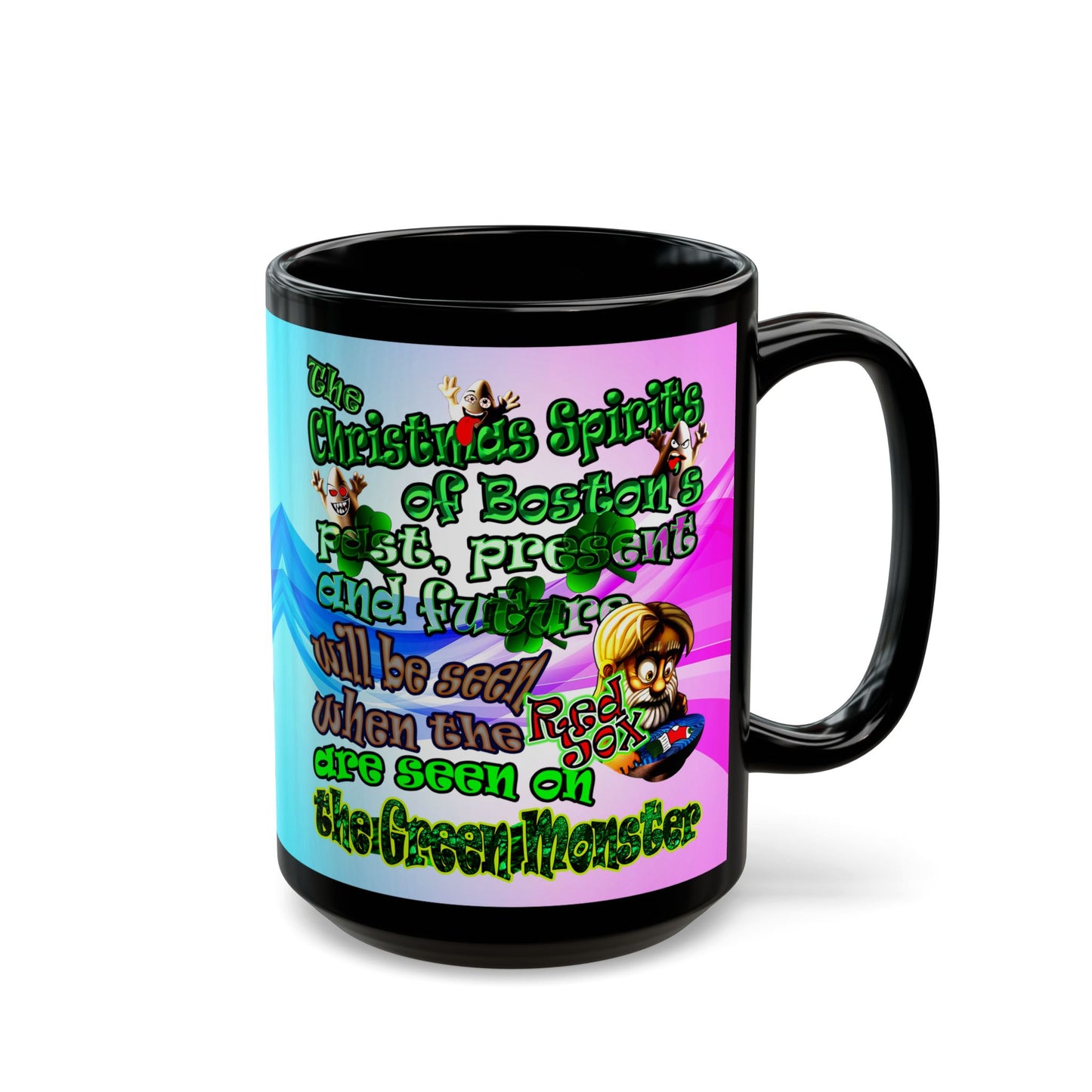christmas spirits of boston - Black Mug (light blue-pink wave)