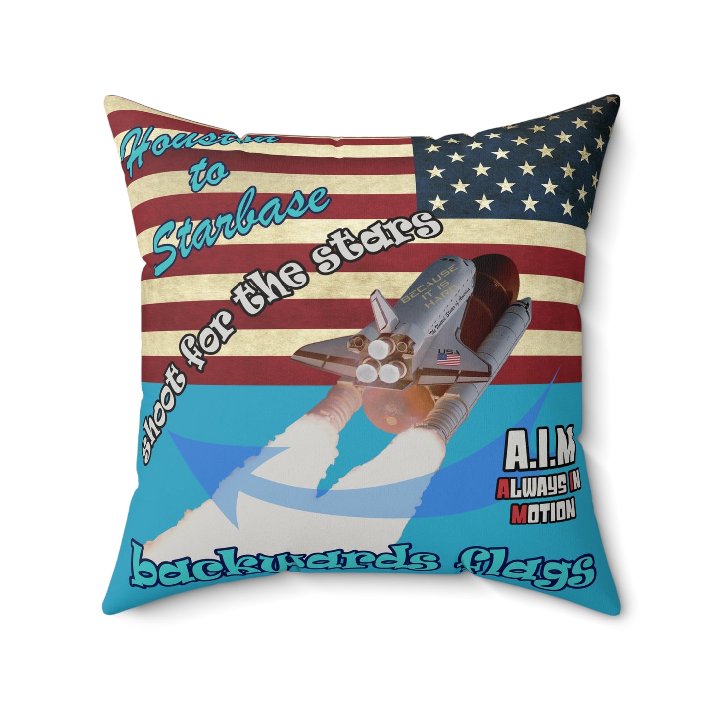 shoot for the stars - Faux Suede Square Pillow - (turquoise)