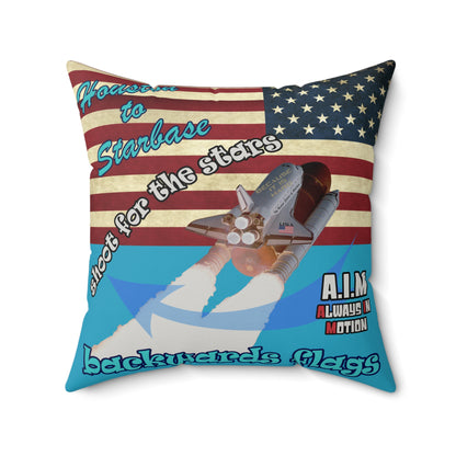 shoot for the stars - Faux Suede Square Pillow - (turquoise)