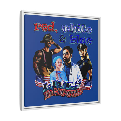 rw&b lives matter - framed canvas art (dark blue)
