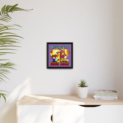 love peace - framed canvas art (light purple)