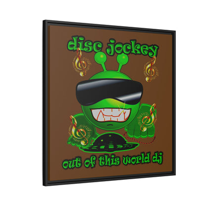 disc jockey - framed canvas art (brown)
