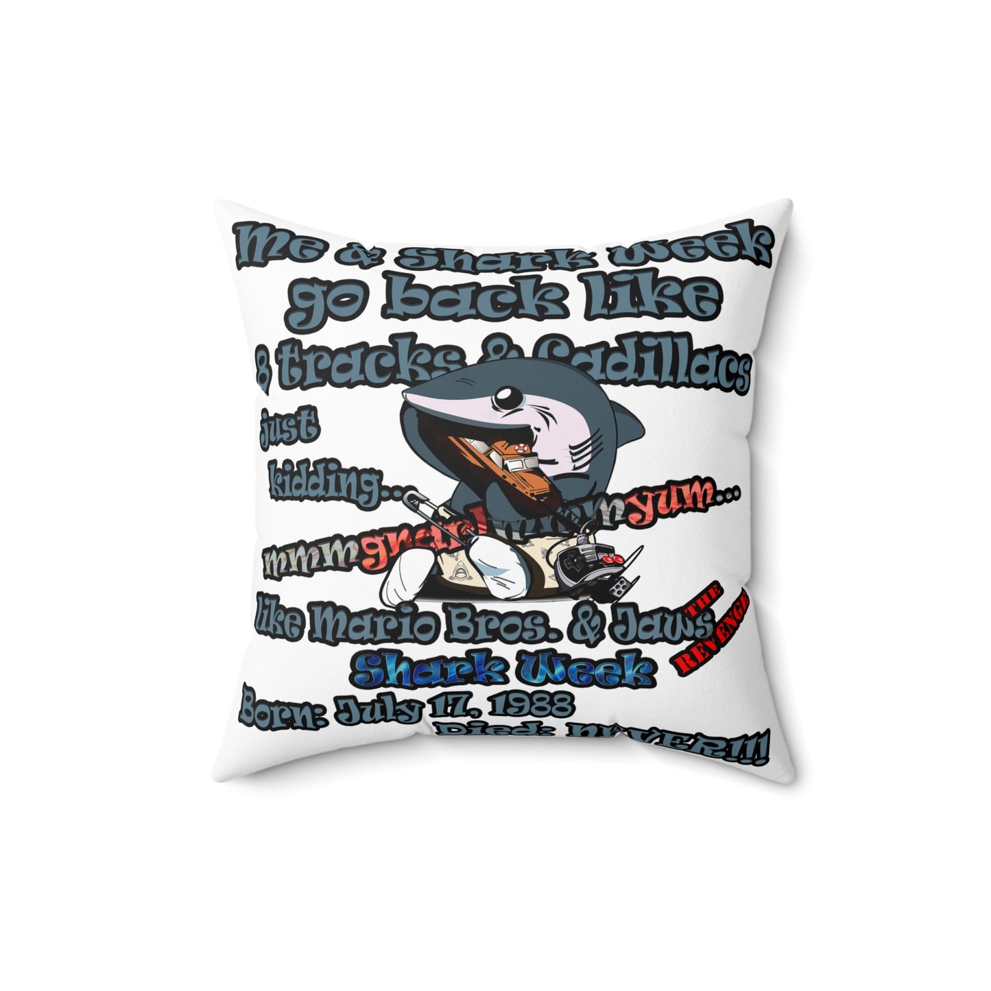 shark week - Faux Suede Square Pillow - (white)