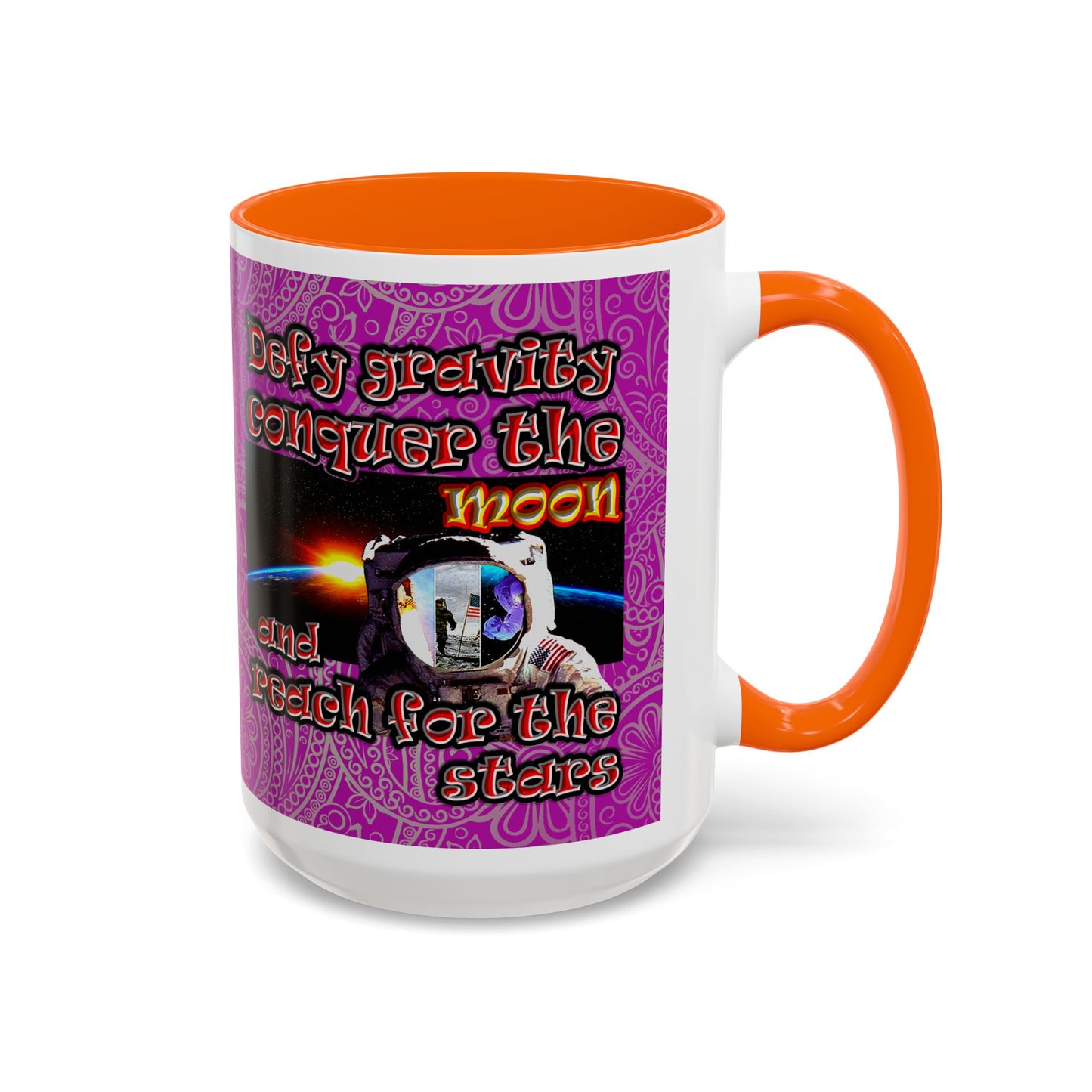 defy conquer reach - Accent Mug (pink swirl)
