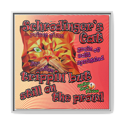 schrodinger's cat - framed canvas art (yellow-orange wave)