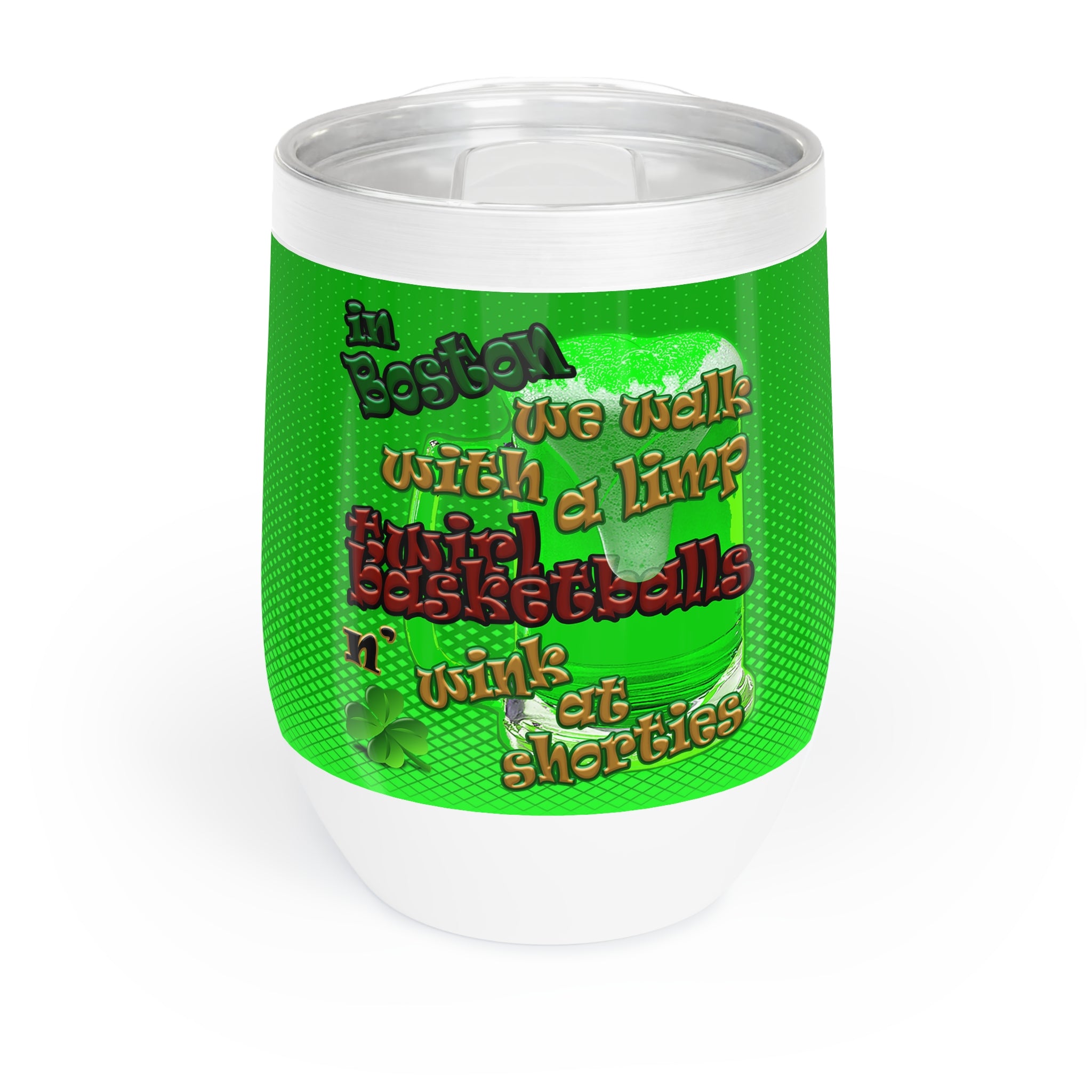 celtics logo - Chill Wine Tumbler (logo green)