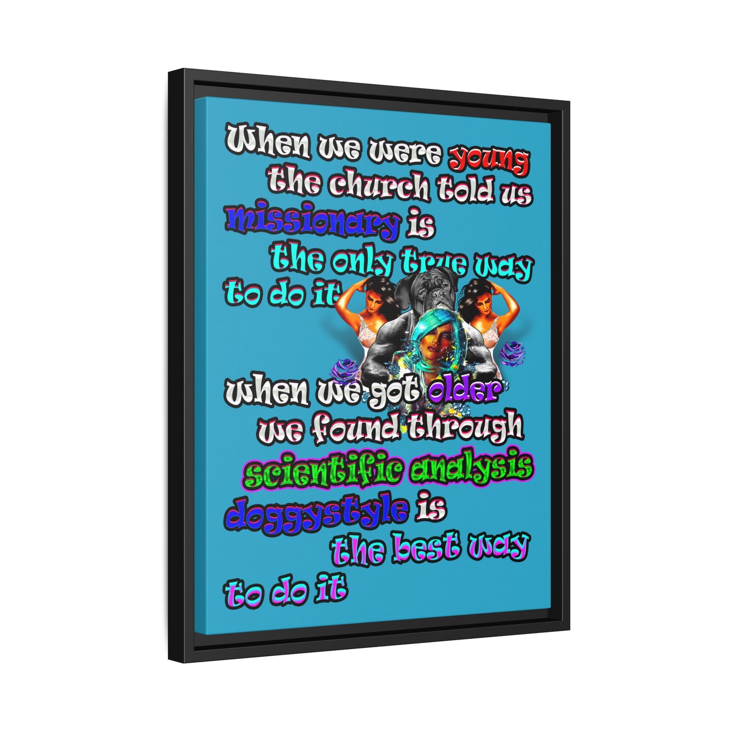 doggystyle - framed canvas art (turquoise)