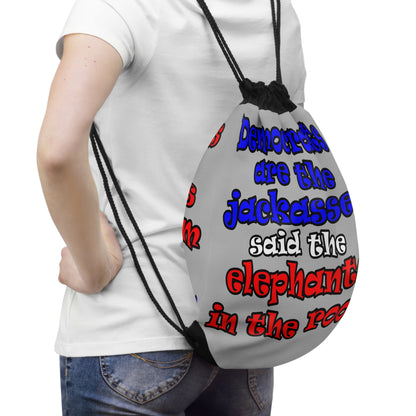 donkeys and elephants - Drawstring Bag (light grey)