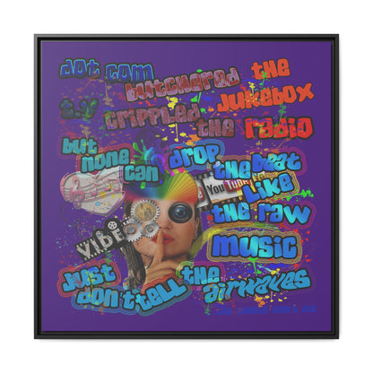 drop the beat - framed canvas art (purple)