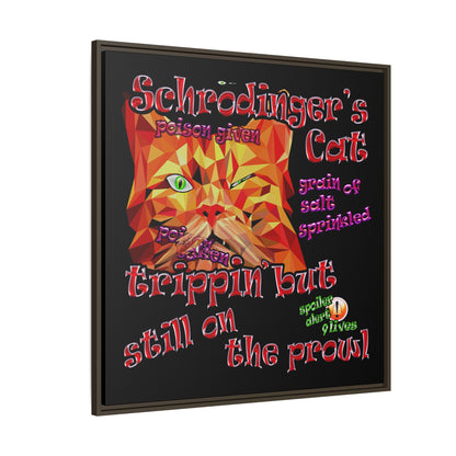 schrodinger's cat - framed canvas art (black)