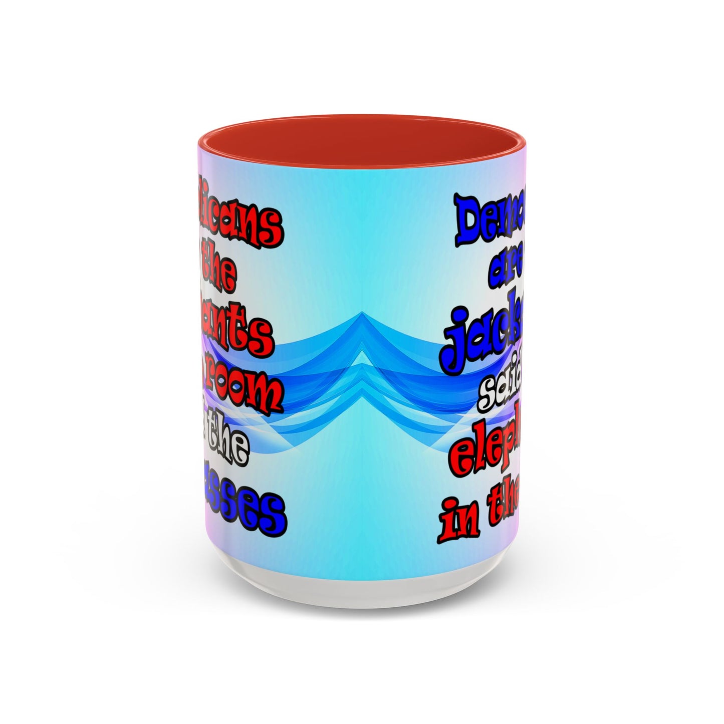 donkeys and elephants - Accent Mug (light blue-pink wave)