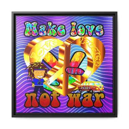 love peace - framed canvas art (purple wave)