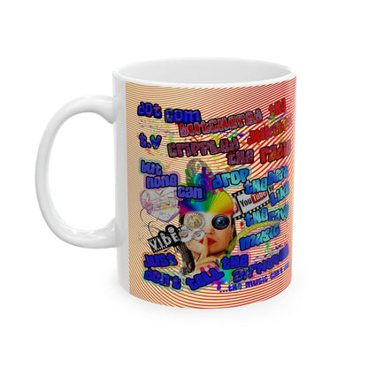 drop the beat - White Mug (yellow-orange wave)