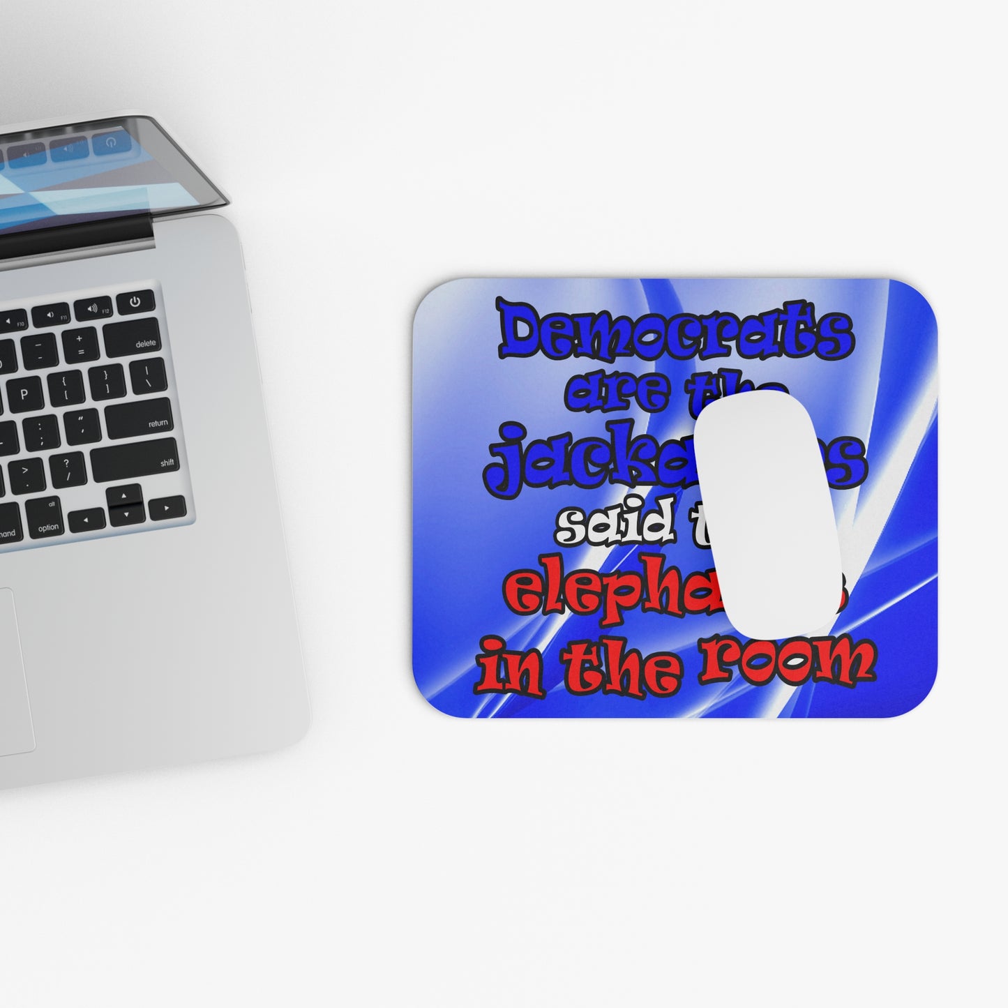 donkeys and elephants - Mouse Pad (Rectangle) (blue-white wave)