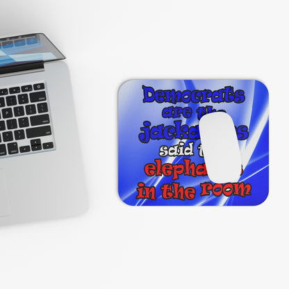 donkeys and elephants - Mouse Pad (Rectangle) (blue-white wave)
