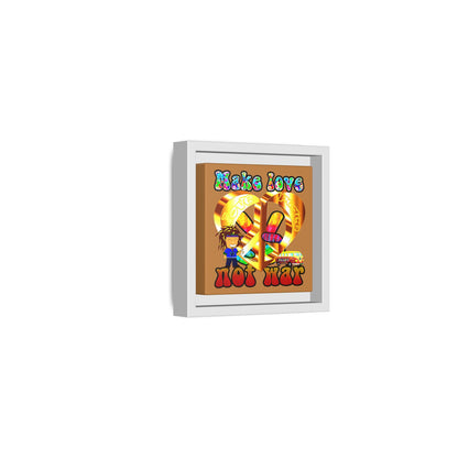 love peace - framed canvas art (light brown)